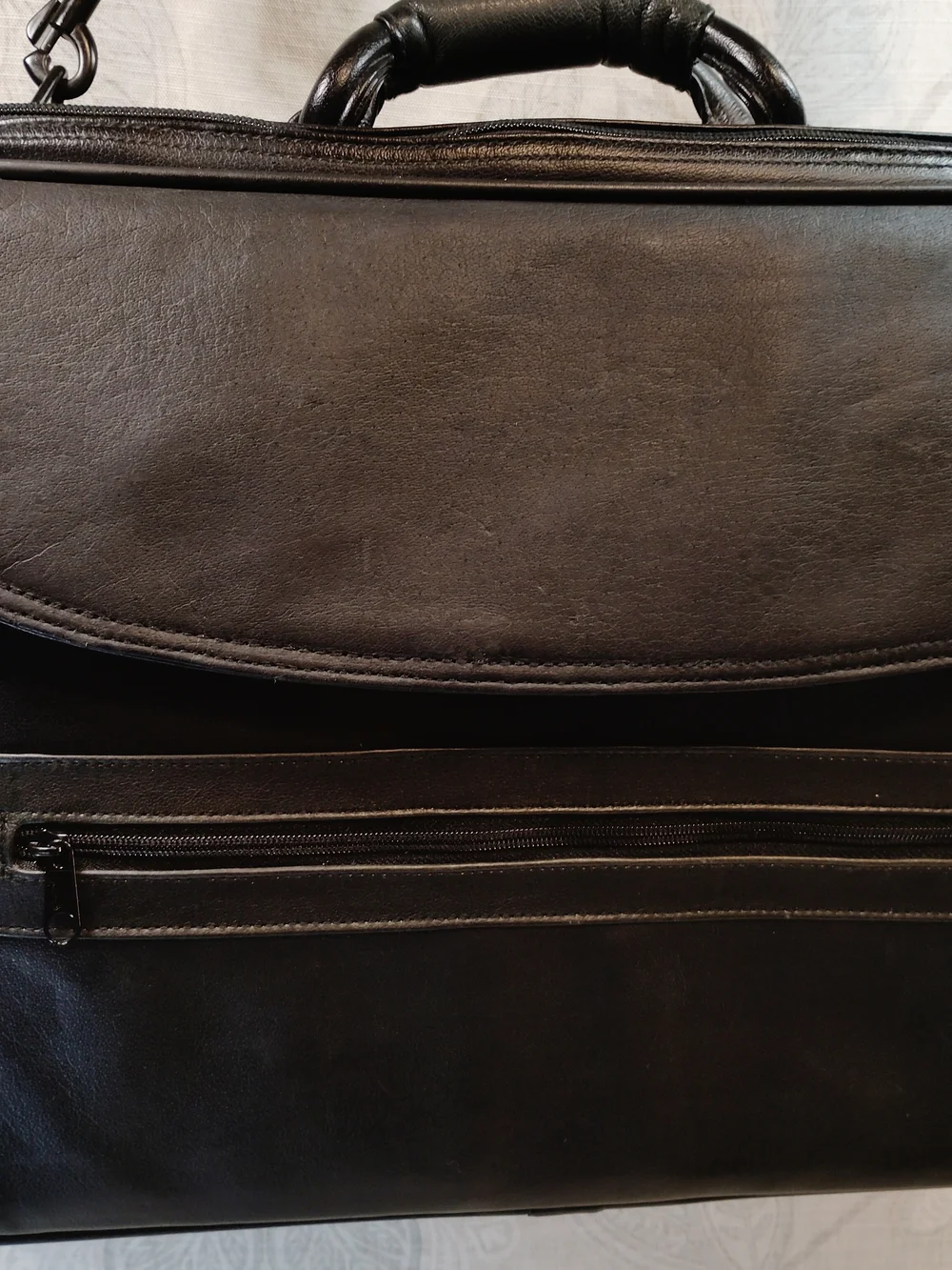 Rafael Black Leather Briefcase, Laptop Messenger/Travel Bag